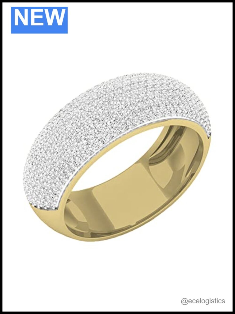 10K Yellow Gold 1.15ct Natural White Diamond Micro Pave Band 8.5